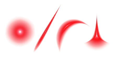 A vibrant red abstract design with dynamic shapes and bold lines on a white background