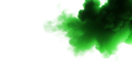 A vibrant green smoke cloud on a transparent background with a checkered pattern