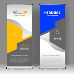 Fototapeta premium Business Roll up banner vertical template design, for brochure, business, flyer, infographics. modern x-banner and flag-banner advertising. vector illustration