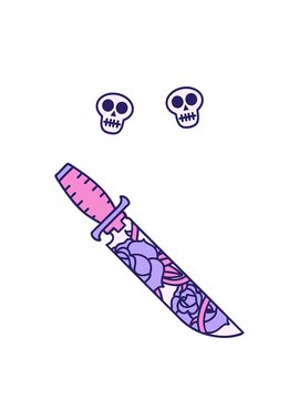 spinning skulls animation of tattoo style dagger and flowers