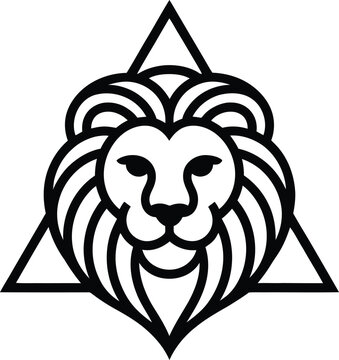 Black and white lion head with triangular border mane