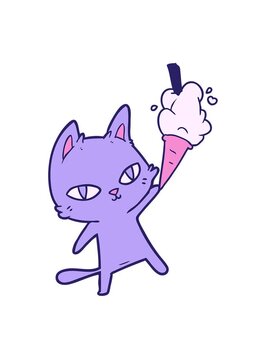 shaking motion animation of cartoon cat staring doodle