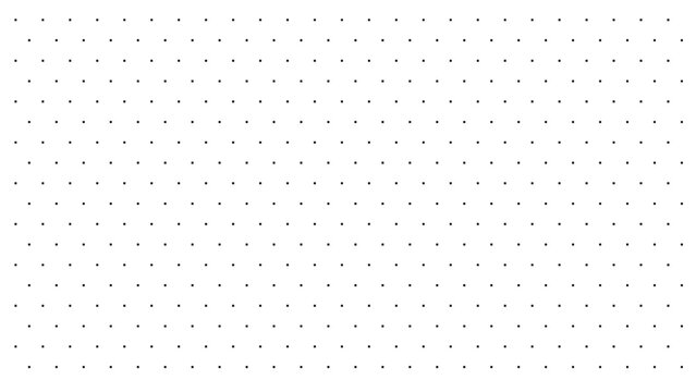 Seamless grid of small black dots on a white background, minimalist pattern for design and texture