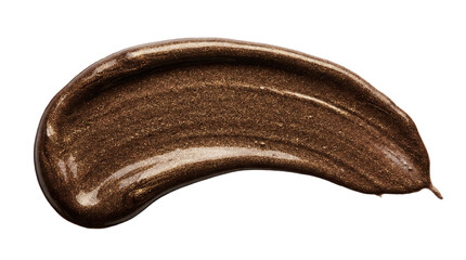 Brown bronze metallic acrylic brush stroke with warm shimmer and glossy reflective texture on...