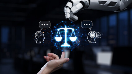 A robotic hand reaches out to a human hand, symbolizing the balance between artificial intelligence...