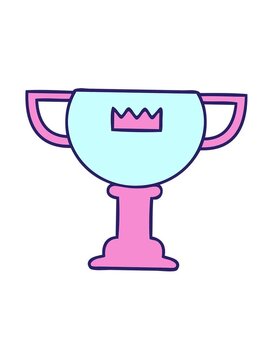jiggle motion animation of cute cartoon of a gold cup