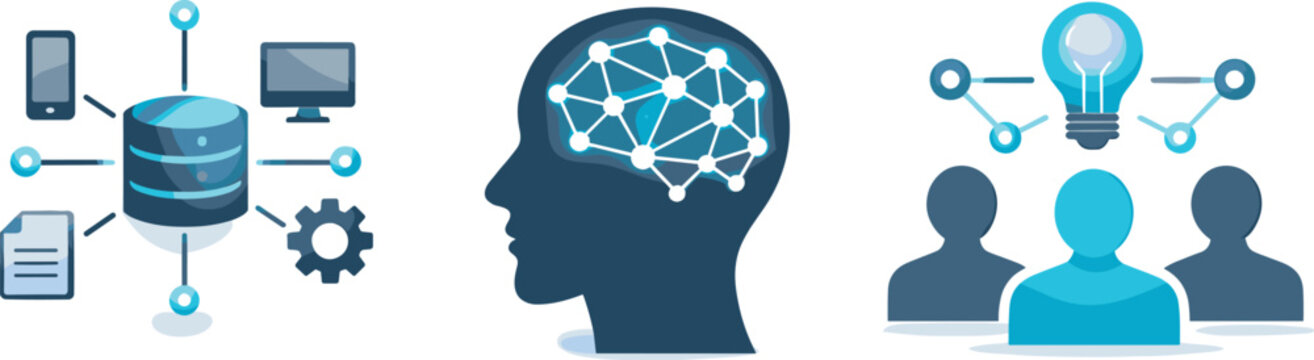 Organizational Learning Visualization. Organizational learning framework depicted through distributed information hubs enabling