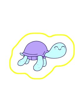 radioactive glowing animation of turtle character