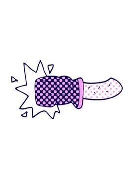 neon light effect animation of cartoon doodle punch