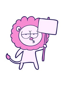 splitting motion animation of cartoon bored lion