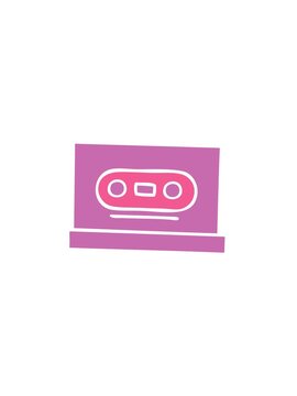 pressure popping animation of flat symbol of a retro cassette icon