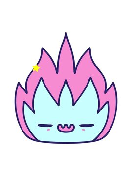 twinkling stars effect animation of cartoon of a cute flame demon