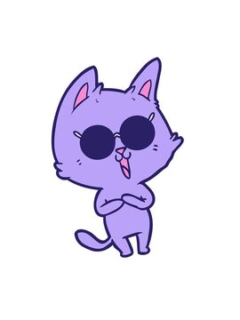 shaking motion animation of funny cartoon cat wearing sunglasses