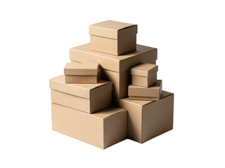 Stack of Cardboard Boxes Isolated on Transparent Background