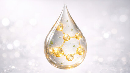 Rejuvenating bakuchiol serum drop skincare studio product photography bright background macro view natural beauty