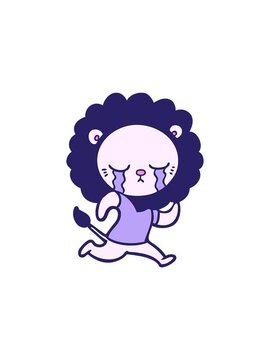 flashy sales animation of crying cartoon lion