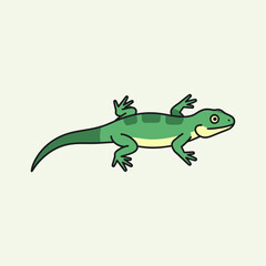 Obraz premium Cartoon style illustration of a green lizard with a light background.
