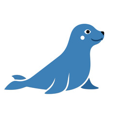 Blue cartoon seal with white spots on a white background.