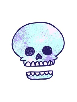 spinning motion animation of hand drawn textured cartoon doodle of a skull head
