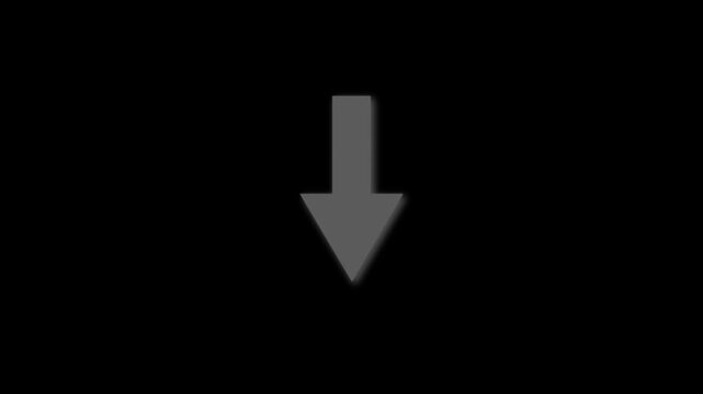 4k animated bouncing slide to down arrow on black background. directional swipe arrow, animated arrow pointing to downwards . directional arrow or down Arrow signal animation. down arrows moving icon