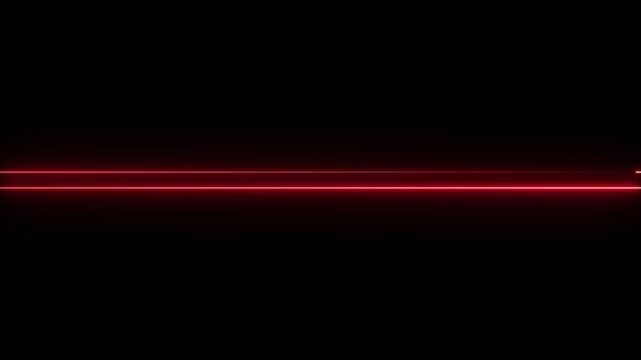 Horizontal Neon red Line Animation, Glowing Line Motion Graphic, Transparent Background with Alpha Channel, Right to Left Laser Effect, Straight Neon Beam, Black Background