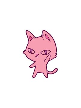 pressure popping animation of cat waving doodle