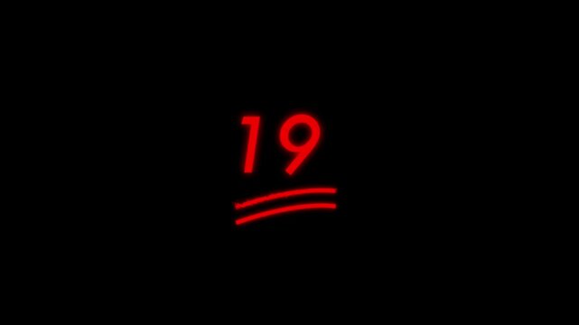 19 Number Handwritten With Underline Animation