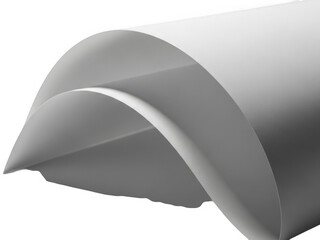 White paper sheets curved and layered isolated on a transparent background