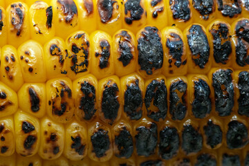 Detailed Close-Up of Charred Corn Cob