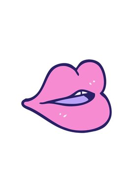 blinking radial lines animation of hand drawn doodle style cartoon red lips