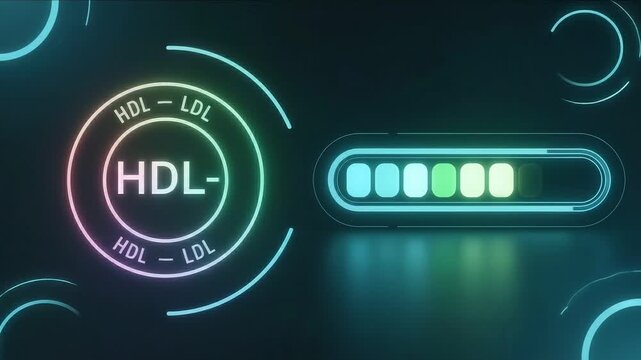 HDL-LDL Illustration: A close-up view presents an abstract digital graphic, featuring a vibrant depiction of high-density lipoprotein (HDL) and low-density lipoprotein (LDL) indicators.