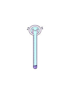 starburst effect animation of cartoon thermometer crying