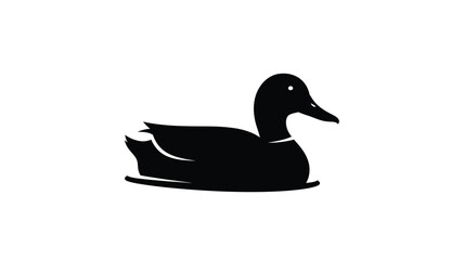 a simple black duck profile illustration against a white background silhouette