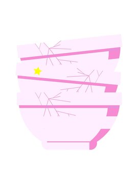 twinkling stars effect animation of stack of cracked old bowls graphic vector illustration icon