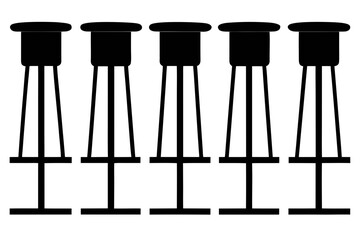 Six Tall Bar Stools in Silhouette, Modern Furniture Design