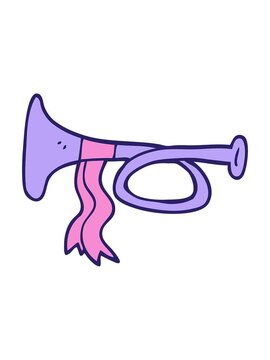 shine light effect animation of cartoon doodle metal trumpet