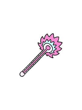 starburst effect animation of hand drawn quirky cartoon hot thermometer
