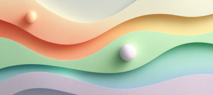 pastel gradient background with layered soundwaves and circular accent