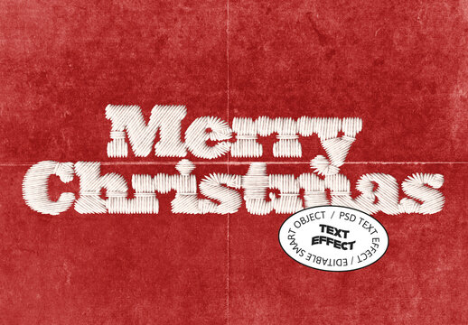 Embroidered Fabric Stitch Text Effect