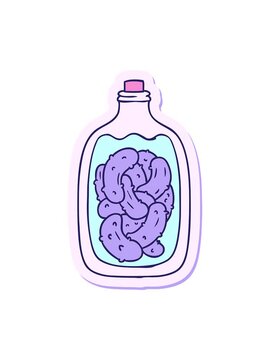 bob and pause animation of hand drawn sticker cartoon doodle jar of pickled gherkins