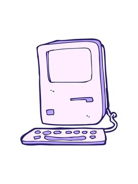 bob and pause animation of cartoon of computer