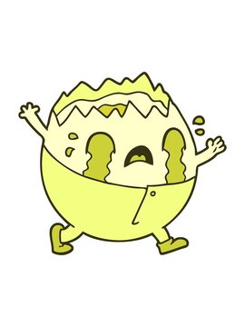 changing color animation of humpty dumpty cartoon egg man crying
