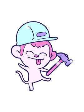 glitter effect animation of funny cartoon builder monkey dancing