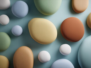 subtle interplay of soft pastel shapes in harmonious arrangement