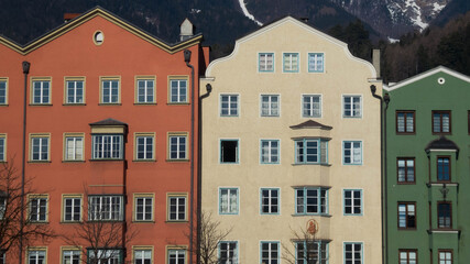 colorful facade of palaces in innsbruck, austria