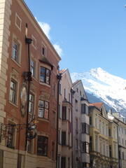 colorful facade of palaces in the old town of  innsbruck, austria