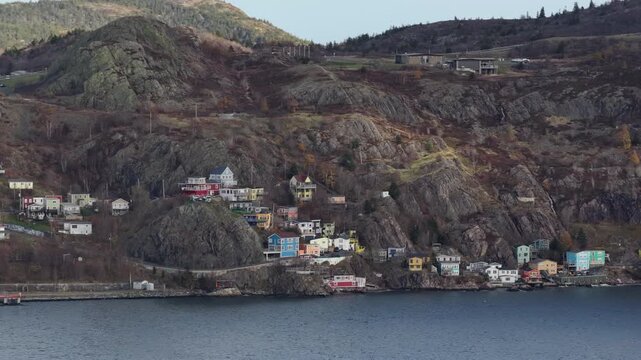 Aerial view of St John's Newfoundland Canada in November overlooking the water