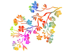 Naklejka premium colored cherry blossoms hand drawn. Not AI, Vector illustration