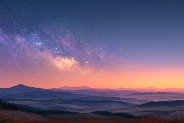 Fototapeta premium A view of the milky over the mountains