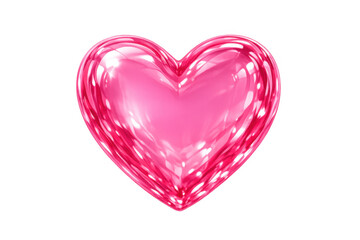 Fototapeta premium Pink glass heart shape, glossy metallic finish, 3d rendering for love, romance, and valentine's day concepts